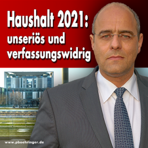 Bundeshaushalt 2021: unseriös und verfassungswidrig